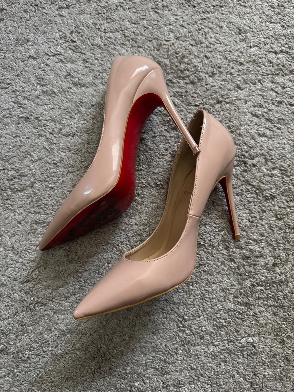 Nude Stiletto Pumps with Red Soles Size 38